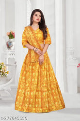 Fancy designer cotton silk lehenga-choli with tie and dye pattern, sleeveless and semi-stitched, paired with dupatta and un-stitched blouse, 100% best quality, size up to 41 inches, Indian bridal wear